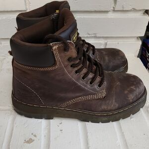 Dr.Martens Industrial Steel Toe Brown Men's Leather Work Boots, Size US 8